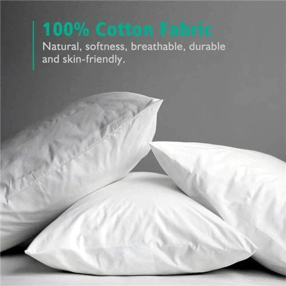 Organic 20x20 Feather Down Throw Pillow Inserts Set of 2, 100% Cotton